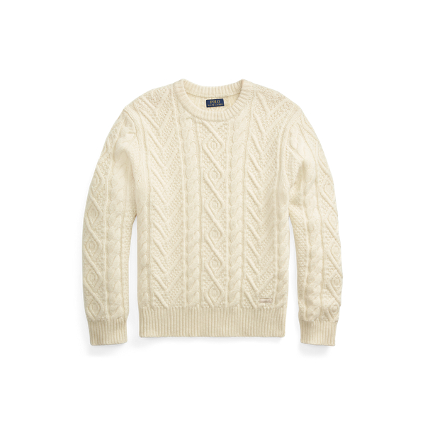 Ralph Lauren Aran-knit Wool-cashmere Sweater In Authentic Cream
