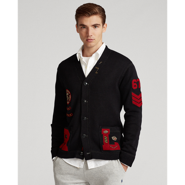 ralph lauren cotton letterman cardigan