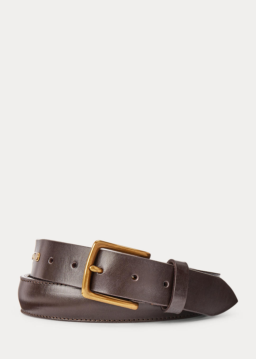 Brass-Buckle Leather Belt