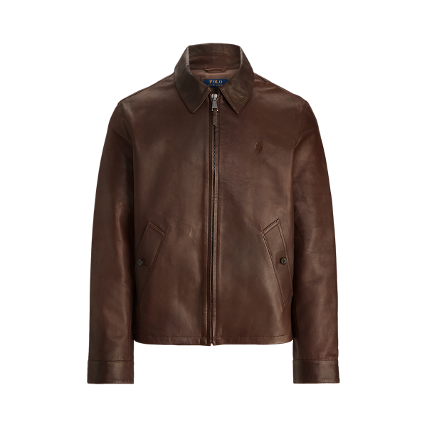 ralph lauren brown leather jacket