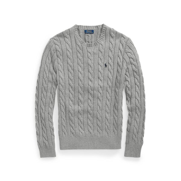 Ralph LaurenRalph Lauren Cable-Knit Cotton Sweater in Fawn Grey Heather ...