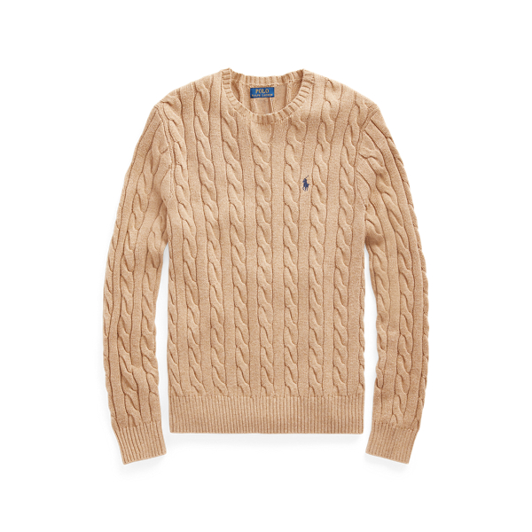 Ralph Lauren Cable-knit Cotton Sweater In Camel Melange