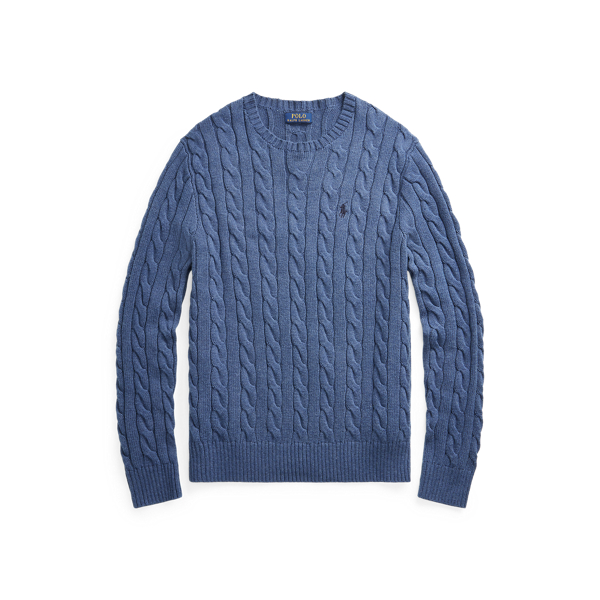 Polo Ralph Lauren Cable-knit Cotton Sweater In Derby Blue Heather
