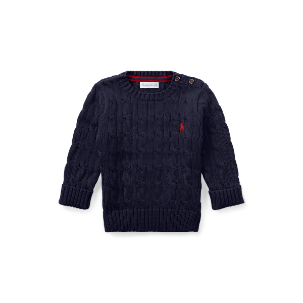 Ralph Lauren Babies' Cable-knit Cotton Sweater In College Green