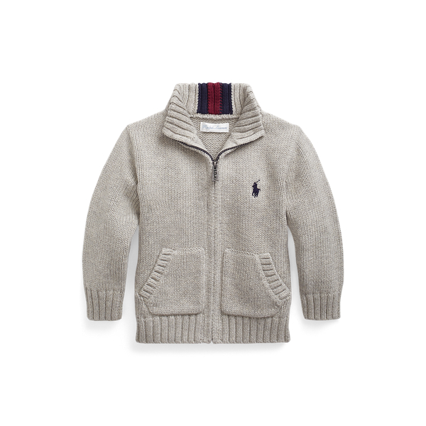 cotton full zip sweater