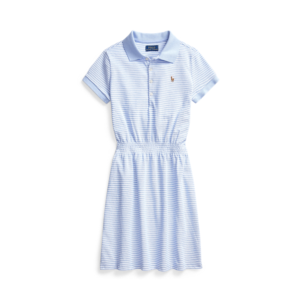Striped Cotton Mesh Polo Dress