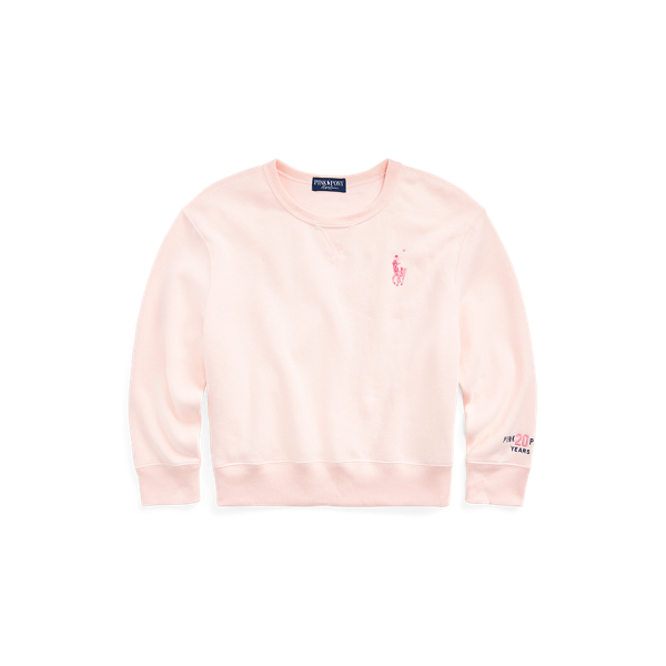Polo Ralph Lauren Kids' Pink Pony Fleece Sweatshirt In White