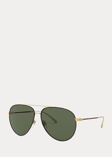 Ralph Lauren City Pilot Sunglasses In Shiny Gold