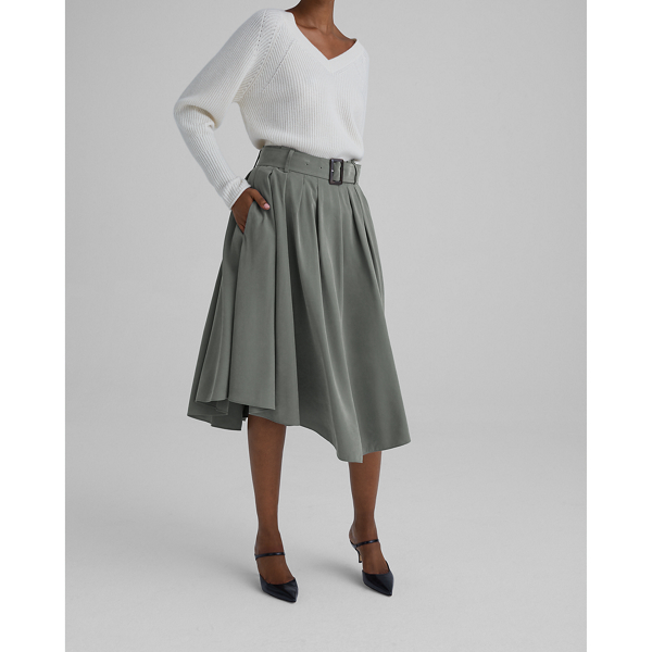 belted midi skirt