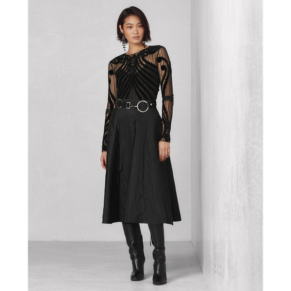 Ralph Lauren Women's Belted Velvet Peplum Surplice Top Blue Size Small