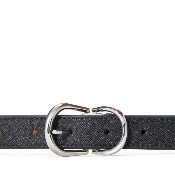 Ralph Lauren Reversible Crosshatch Leather Belt In Black/lauren Tan
