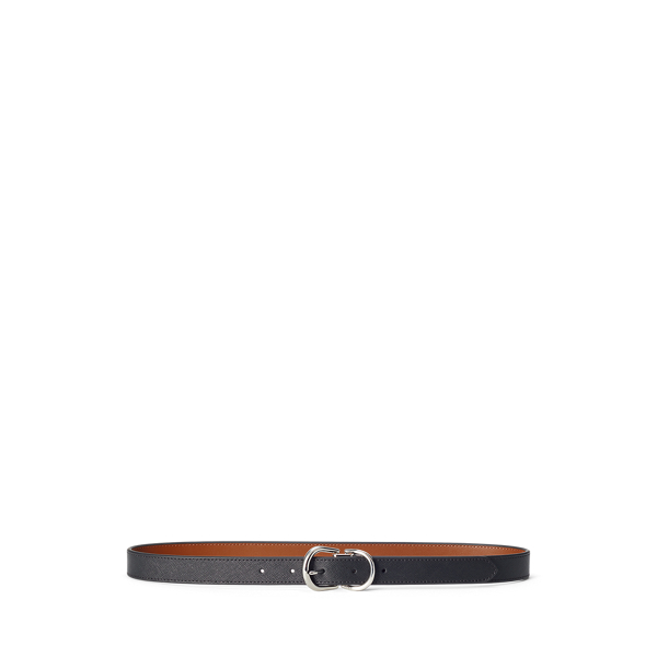 Ralph Lauren Reversible Crosshatch Leather Belt In Black/lauren Tan