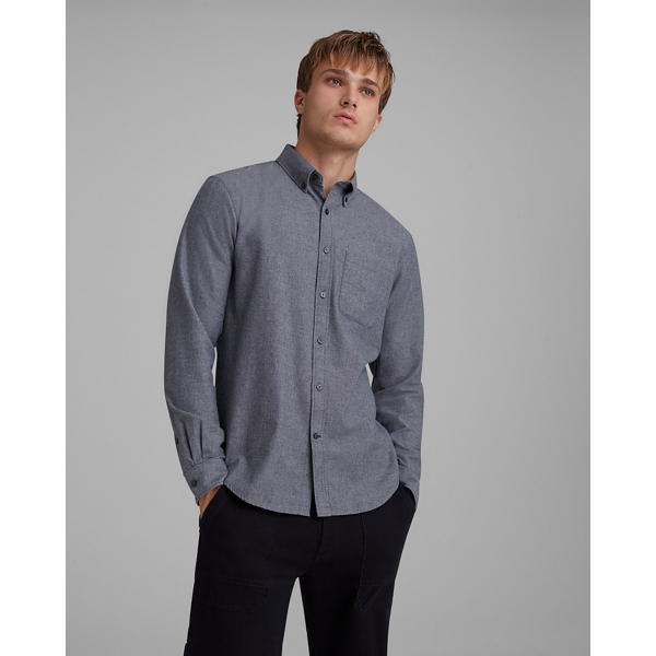 Image of Club Monaco Charcoal Slim Chambray Flannel Shirt in Size XXL