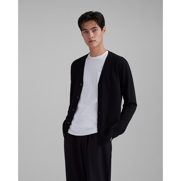 Image of Club Monaco Black Merino Cardigan in Size XXL
