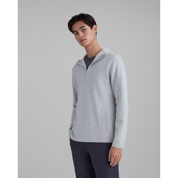 Image of Club Monaco Light Grey Quarter Zip Hoodie Sweater in Size S