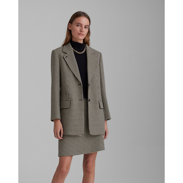 houndstooth single breasted blazer
