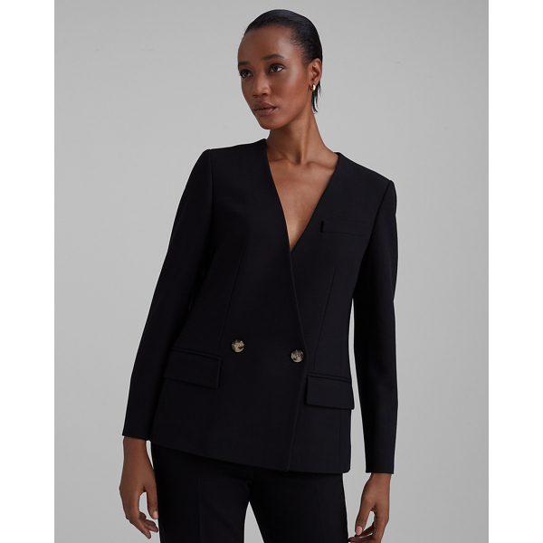 Image of Club Monaco Black Collarless Fashion Blazer in Size