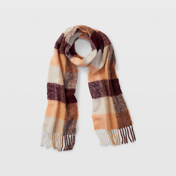 Image of Club Monaco Berry Multi Plaid Statement Scarf in Size One Size