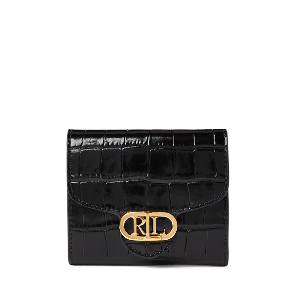 Portefeuille compact en cuir à logo