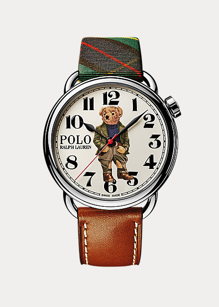 Ralph Lauren 42 Mm Bedford Polo Bear Watch In White Dial