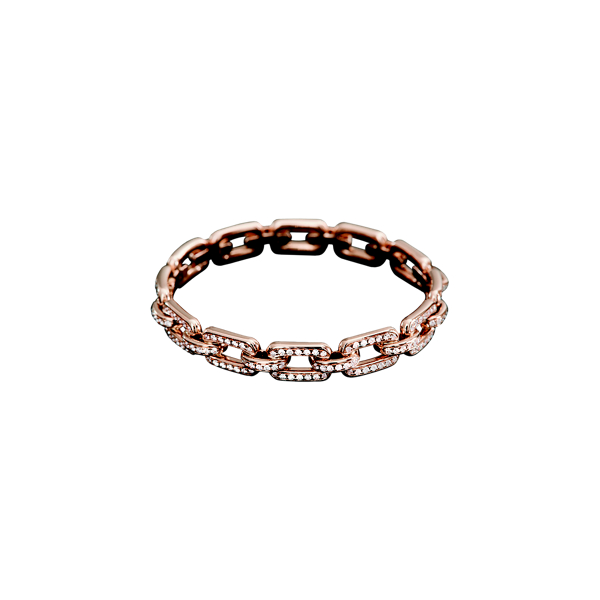 Large Pave Diamond Rose Gold Bangle