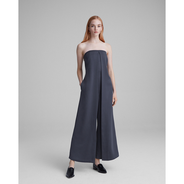 strapless denim jumpsuit