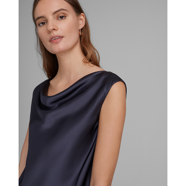 Image of Club Monaco Ebony Soft Silk Cowl Top in Size XL