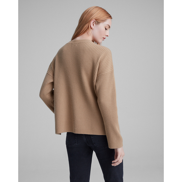 Women's Cashmere Blend Ribbed Henley Sweater Club Monaco