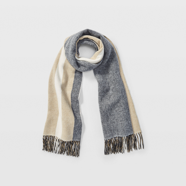 Image of Club Monaco Black Multi Thisbee Striped Wool Scarf in Size One Size