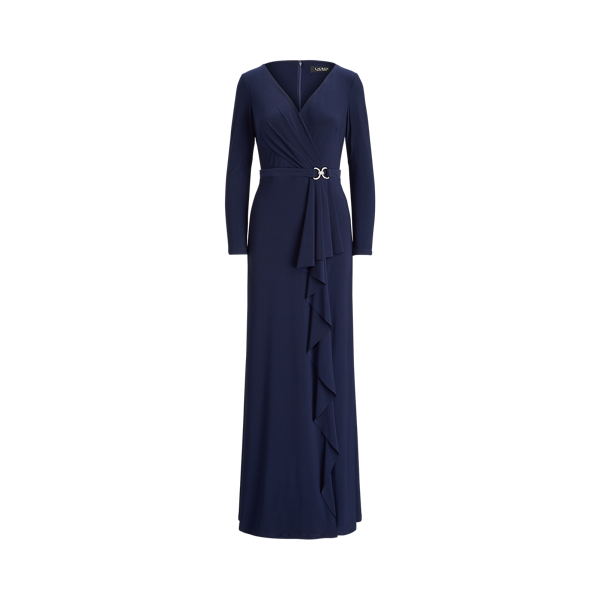 Robe de soirée volantée en jersey