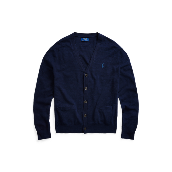 Cardigan col en V en coton et lin