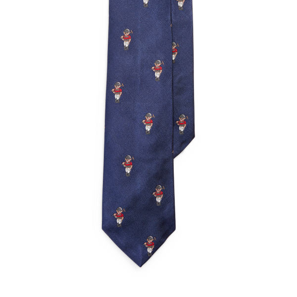 Ralph Lauren Polo Bear Silk Tie In Navy