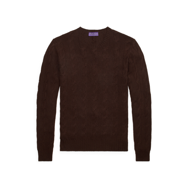 Ralph Lauren Cable-knit Cashmere Sweater In English Brown