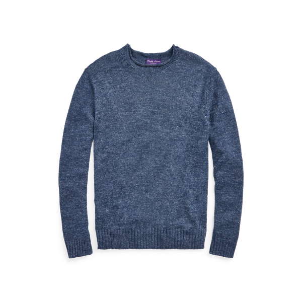 Pull à col roulotté en lin et soie