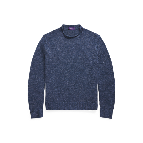 Pull à col roulotté en lin et soie