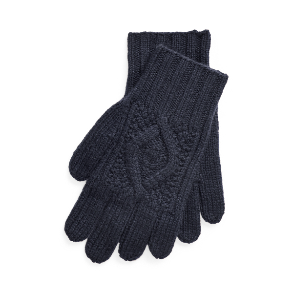Polo Ralph Lauren Hand-knit Cable Cashmere Gloves In Classic Chairman Navy