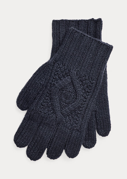 Ralph Lauren Hand-knit Cable Cashmere Gloves In Classic Chairman Navy