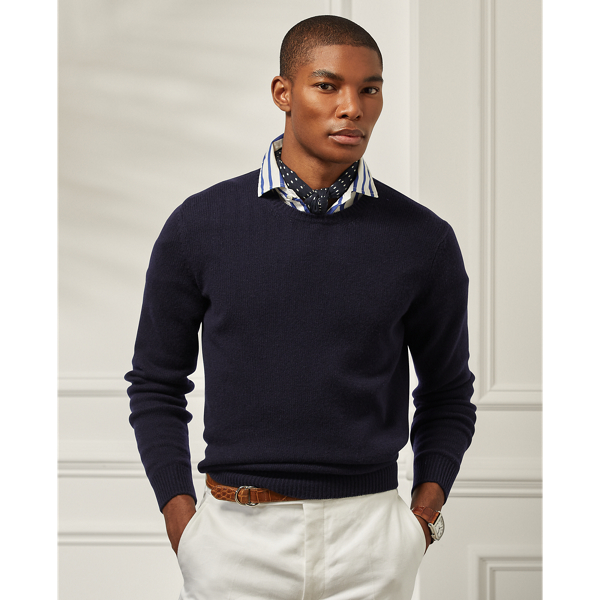 Shop Ralph Lauren Cashmere Crewneck Sweater In Classic Chairman Navy