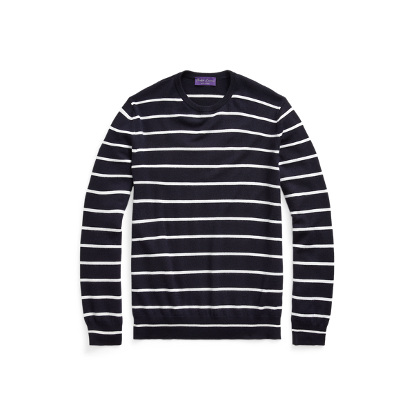 Pull rayé à col rond en cachemire