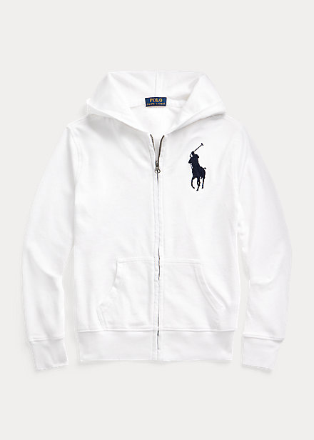 Polo Ralph Lauren Kids' Big Pony Spa Terry Hoodie In White