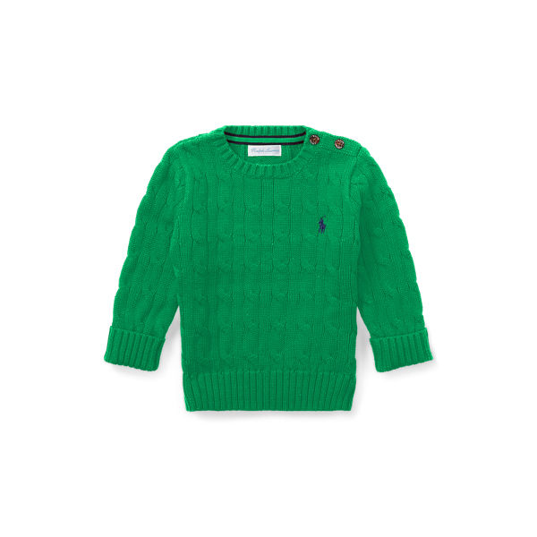 Ralph Lauren Babies' Cable-knit Cotton Sweater In Golf Green
