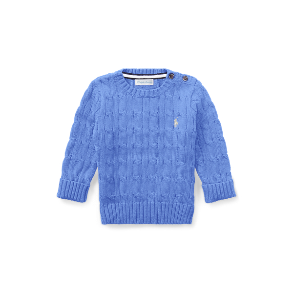 Ralph Lauren Babies' Cable-knit Cotton Sweater In Harbor Island Blue