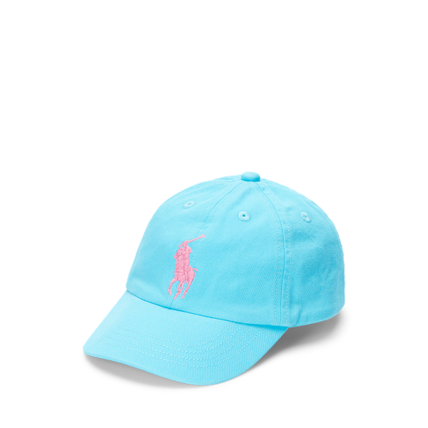 Ralph Lauren Babies' Big Pony Cotton Chino Cap In French Turquoise