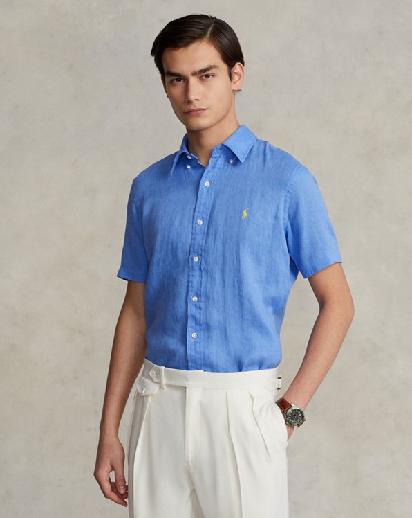 Rrive Mens Shirts Casual Linen Button Up Basic Cotton Regular Long-Sleeve Shirt