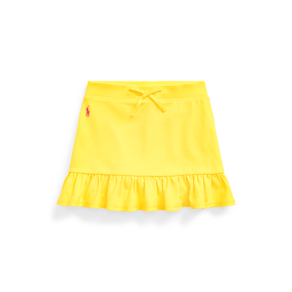 Polo Ralph Lauren Kids' Ruffled Stretch Mesh Skort In University Yellow