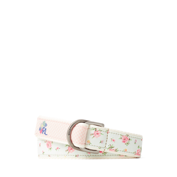 Ceinture en toile de coton vichy-fleuri