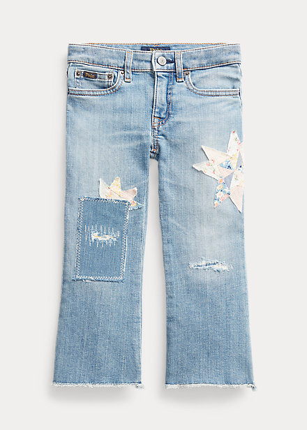 Polo Ralph Lauren Kids' Distressed Cropped Flare Jean In Steuben Wash