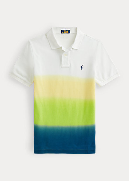 Polo Ralph Lauren Kids' Dip-dyed Cotton Mesh Polo Shirt In Bright Navy Dip Dye Multi