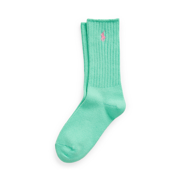 Polo Ralph Lauren Embroidered Pony Crew Socks In Green