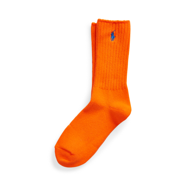 Polo Ralph Lauren Embroidered Pony Crew Socks In Orange